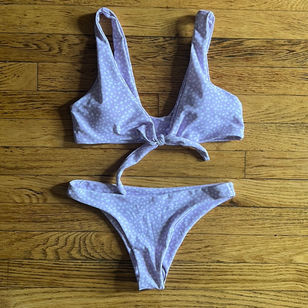 Shein lavender and white bikini swimsuit